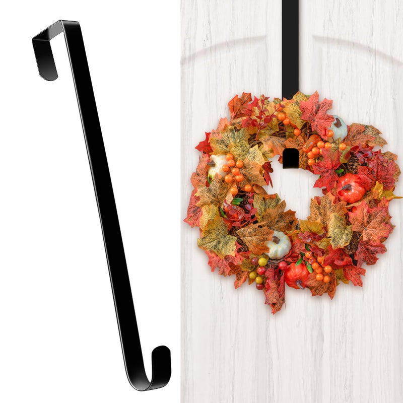 HOOSUN Wreath Hangers for Front Door  12"" Wreath Hanger Door Wreath Hook Over The Door Hanger  Door Wreath Garland Hanger Metal Wreath Holder Door Hanger Hook for Halloween Christmas Front Door Decorations - Image 1